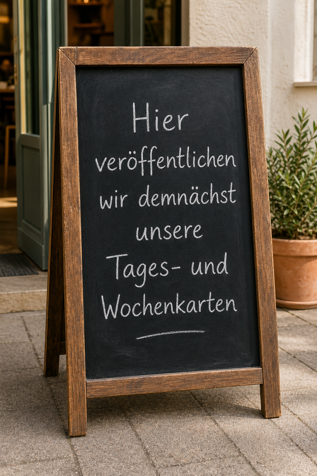 Tafel mit Hinweis auf kommende Karten